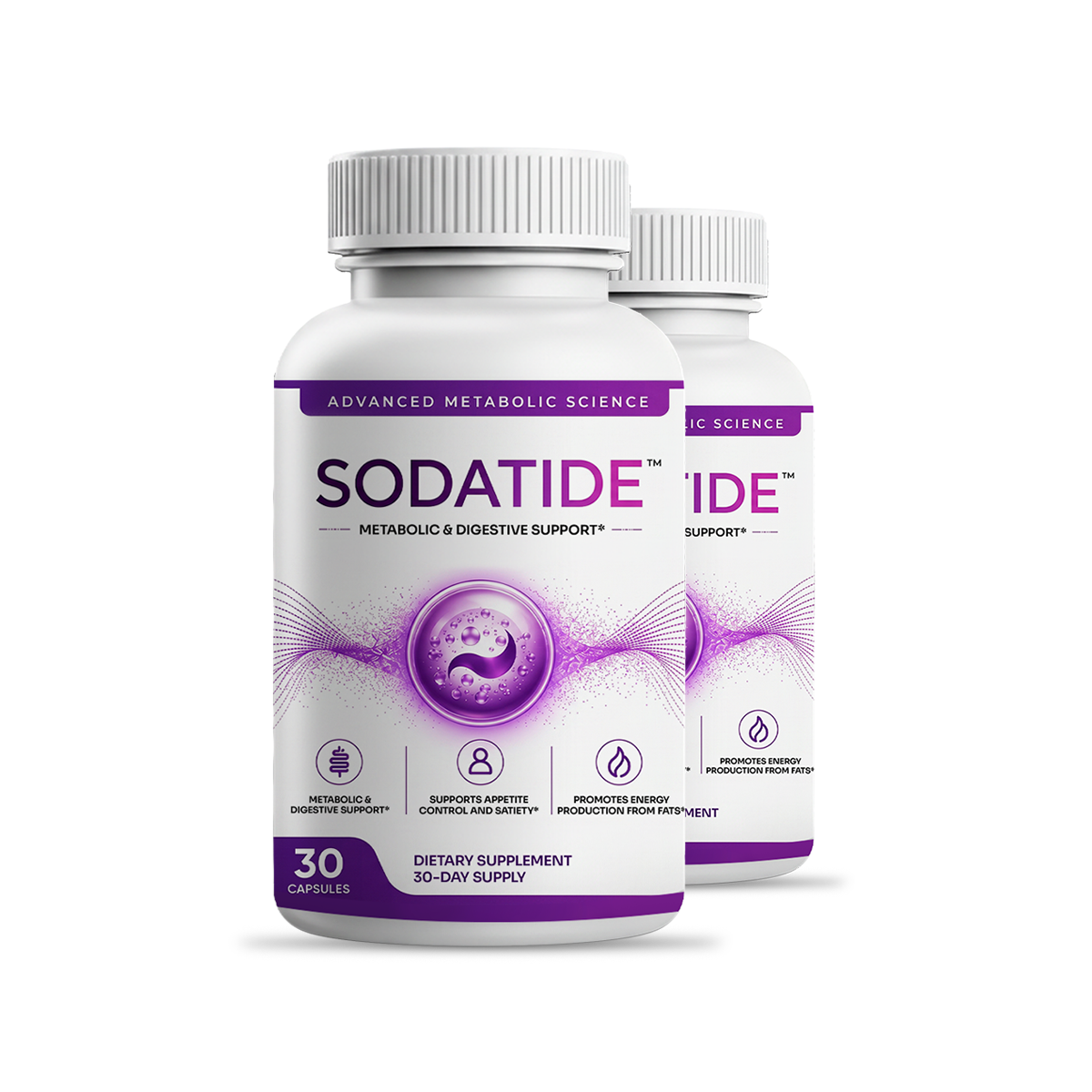 Sodatide metabolic and digestive support supplement, two bottle package